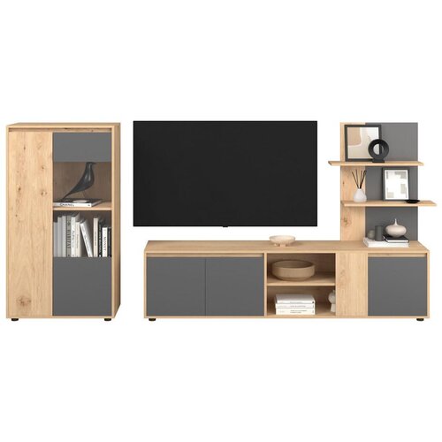 Modern Living Dnevni Regal Caneva, Barva Hrasta, Antracit, 2-Delni Cene