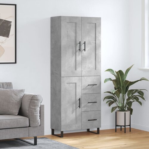 VidaXL Visoka komoda betonsko siva 69,5x34x180 cm inženirski les Slike