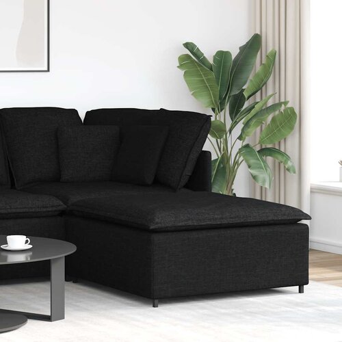 VidaXL Modularni kauč s podnožjem, crni 100x100x48 cm Slike