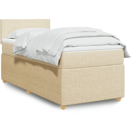 vidaXL Box spring postelja z vzmetnico krem 90x200 cm blago Cene