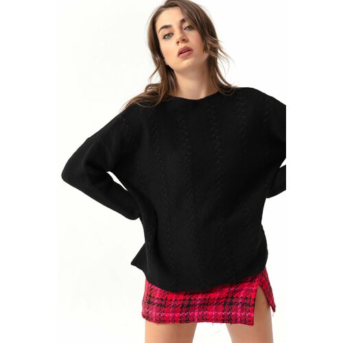 Lafaba Women's Black Boat Collar Knitwear Sweater Slike