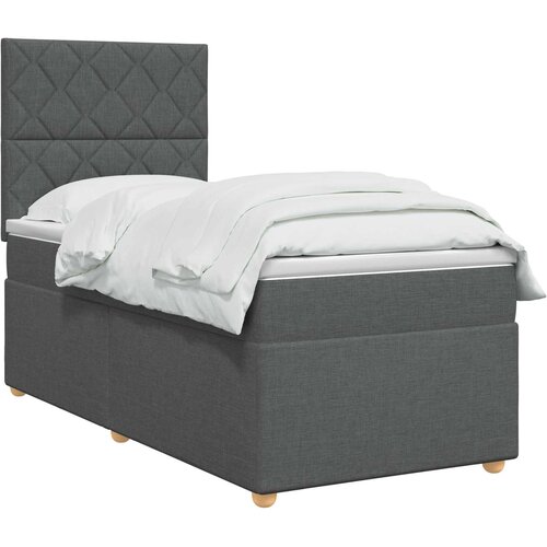  Boxspring krevet s madracem Tamnosiva 100 x 200 cm Tkanina 200 x 100 x 140.5 cm Slike