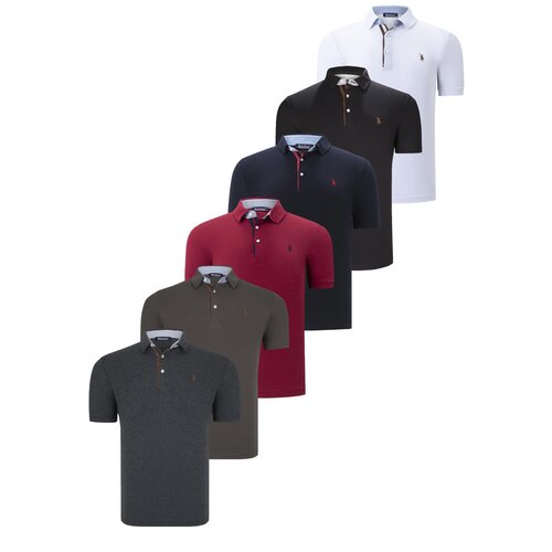 Dewberry SIX SET T8582 MENS T-SHIRT-BLACK-WHITE-NAVY BLUE-KHAKI-BURGUNDY-ANTHRACITE Cijene