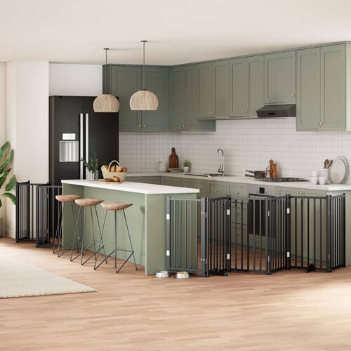 vidaXL Ograda za pse z vrati zložljiva 15 panelov črna 750 cm les Cene