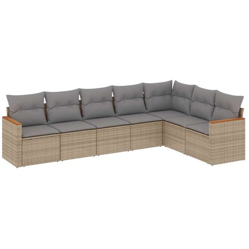  7-dijelni set vrtnih sofa s jastucima bež od poliratana Slike
