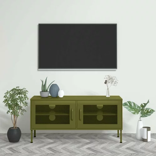 TV omarica olivno zelena 105x35x50 cm jeklo, (20620112)