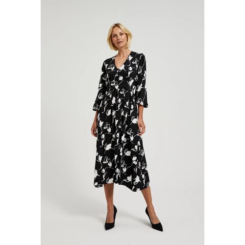 Moodo Women&amp;#039;s viscose dress with print - black Slike