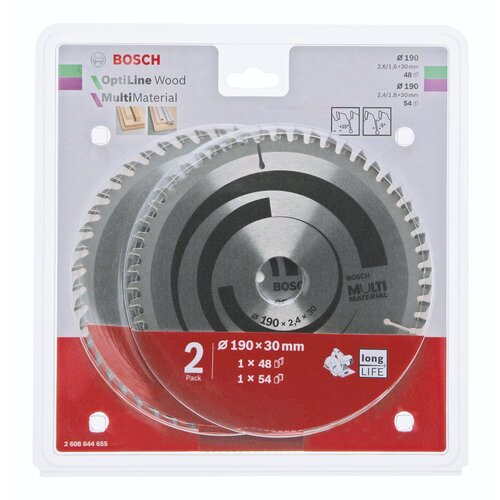 Bosch 1x Optiline Wood + 1x Multi Material Saw Blade Set Slike
