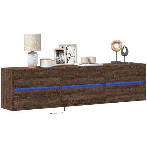 VidaXL Stenska TV omarica z LED lučkami rjavi hrast 180x31x45 cm Slike