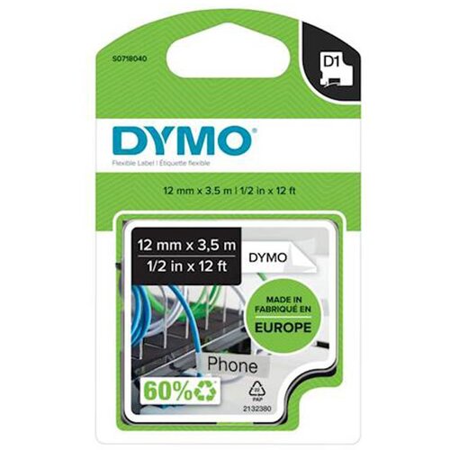 Dymo trak D1 16957, 12 mm / 3.5 m (črno/bel), original Slike