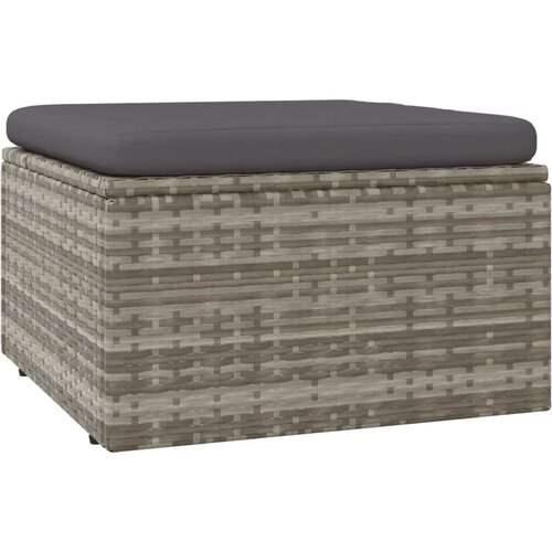 vidaXL vrtni tabure s jastukom sivi 55 x 55 x 30 cm od poliratana Cene