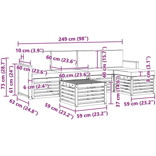  Set vanjskih sofa 6 kom. Prirodna i svjetlosiva Slike