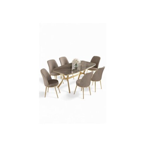 Hanah home Set trpezarijskog stola i stolica (7 delova) Lena Anthracite Gold Cappuccino Cene