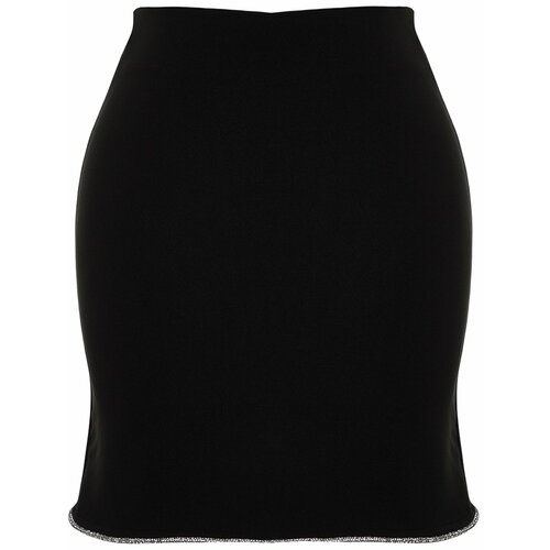 Trendyol Black Fitted Shiny Stone Skirt Slike