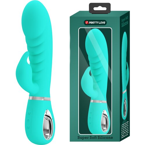 Pretty Love Prescott Red Super Soft Silicone Dual Vibrator Aqua Green Slike