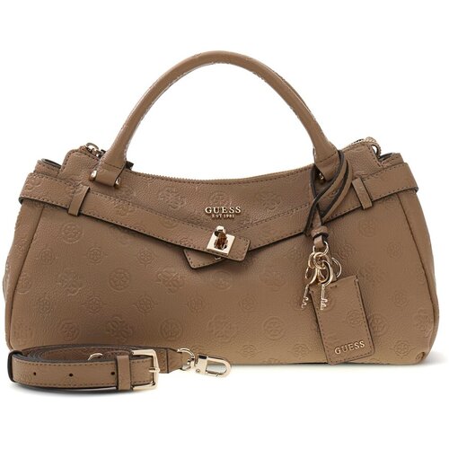 Guess Ročne torbice Ella Logo Girlfriend Satchel Kostanjeva Cene