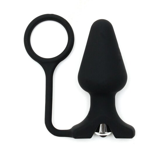 Rimba Silicone Butt Plug with Cockring Black Cene