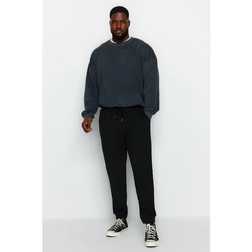 Trendyol Black Men's Plus Size Regular/Regular Cut. Comfortable Basic Cotton Sweatpants.