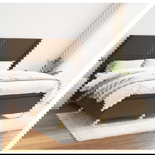 vidaXL Box spring postelja z vzmetnico temno rjava 140x200 c Cene