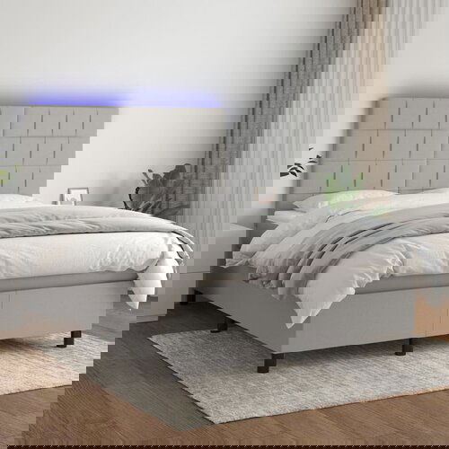 The Living Store Box spring postelja z vzmetnico LED sv. siva 140x200 cm blago - Box Spring Postelja, (21520586) Slike