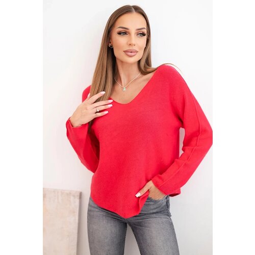 Kesi Włoski Women&amp;#039;s sweater with viscose and a V-neck fuchsia Slike