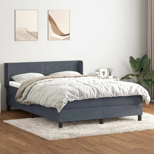 vidaXL Box Spring krevet s madracem tamno sivi 160x220 cm baršun