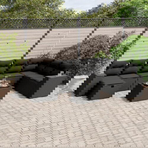 vidaXL 9-dijelni set vrtnih sofa s jastucima crni od poliratana Cijene