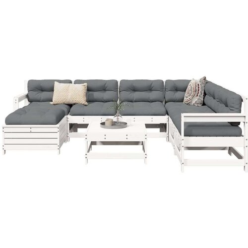  8-dijelni set vrtnih sofa bijeli od masivne borovine Cene