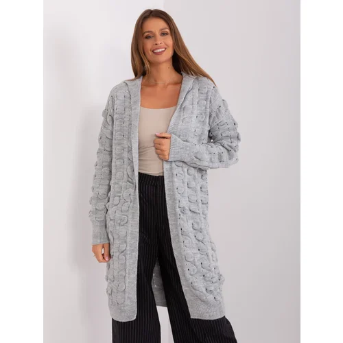 Fashion Hunters Gray openwork cardigan with hood