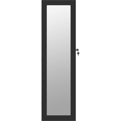  Zidni ormarić za nakit s ogledalom crni 30 x 8,5 x 106 cm Slike