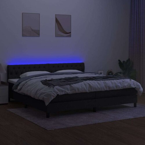  Box spring s madracem LED crni 200x200 cm od tkanine Slike
