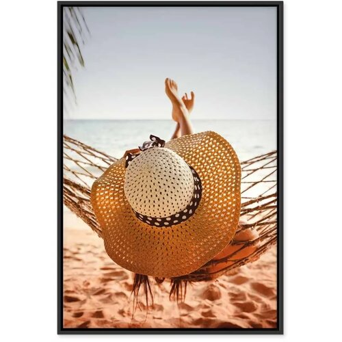  Slika - Hammock on the Beach (1 Part) Vertical 80x120 U crnom drvenom okviru Slike