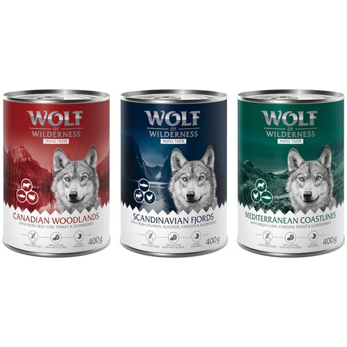  Ekonomično pakiranje: Wolf of Wilderness Adult 24 x 400 g - Mix: The Taste Of Slike