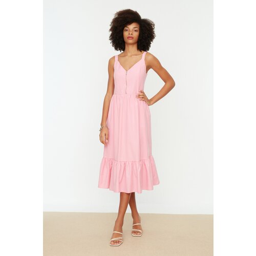 Trendyol Pink Gipe Detailed Zipper Dress Cene