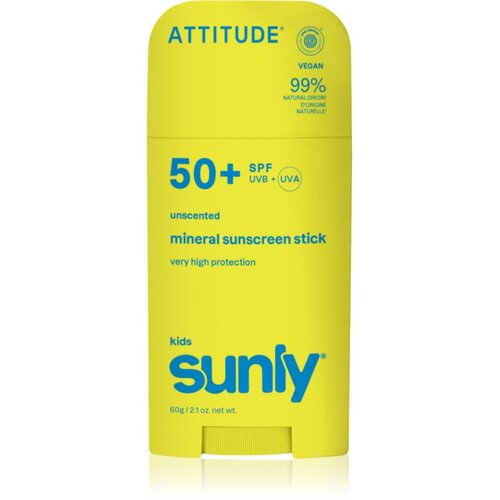 Attitude Sunly Kids Mineral Sunscreen Stick SPF 50+ mineralna za&amp;scaron;titna krema za lice i tijelo u sticku za djecu 60 g Slike