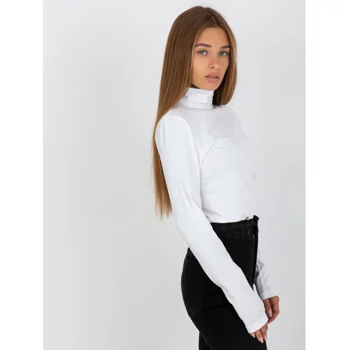 Fashionhunters White cotton blouse with a SUBLEVEL turtleneck