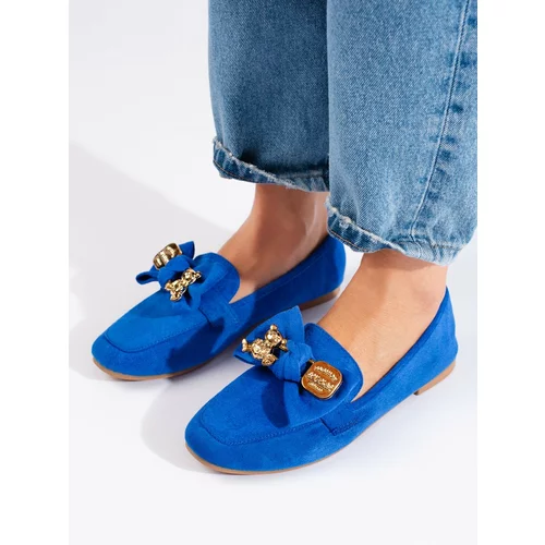 SHELOVET blue suede loafers