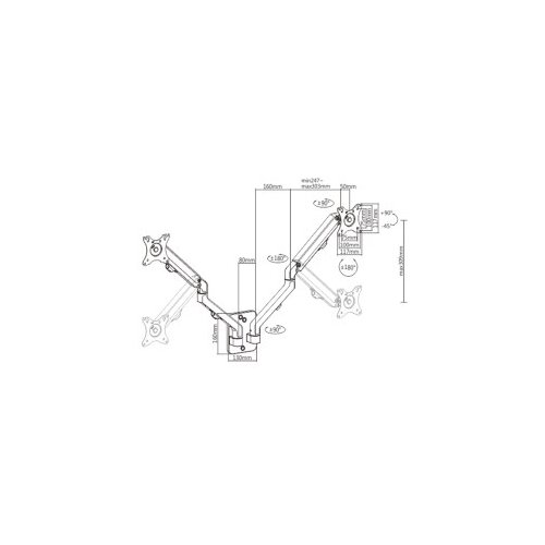  NOSAČ ZA DVA MONITORA GEMBIRD MA-WA2-01, montaža na zid, 17&amp;rdquo;-27&amp;rdquo;, up to 7 kg Slike