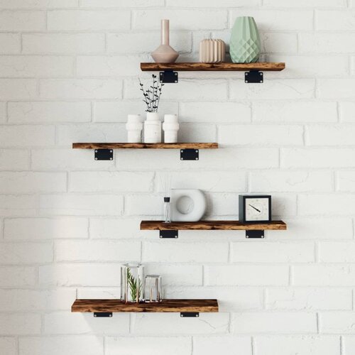 VidaXL Zidne police 4 kom boja hrasta 40x10x1 5 cm konstruirano drvo Slike
