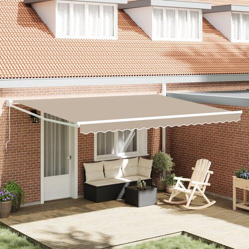 VidaXL Ročna Retraktibilna Tenda Bež 450x300 cm, Zamenjava tenda za okvir 4,5x3 m Bež Slike