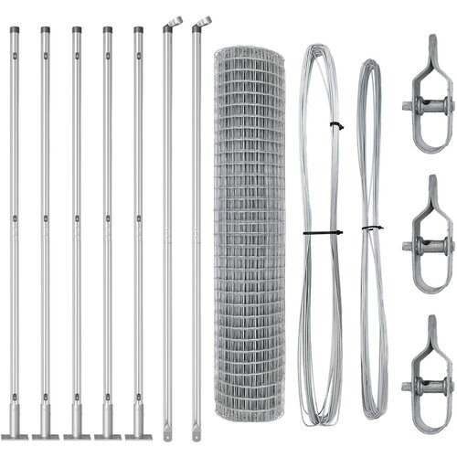 vidaXL evropska ograja z 7 flanged posts 1.5x10 m cinkano jeklo Cene