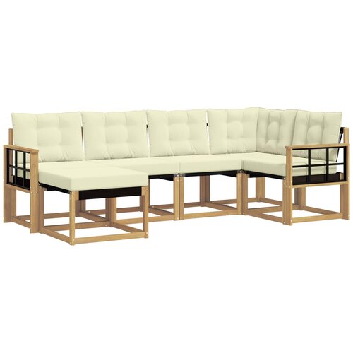 vidaXL Zunanja garnitura za sedenje z blazino 6 pcs Bela in krem, (5000280833) Cene
