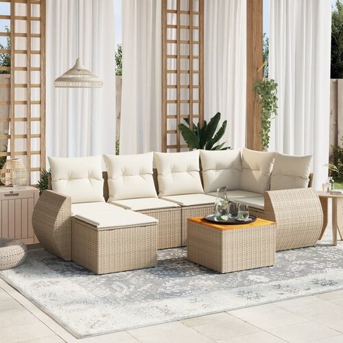 vidaXL 7-dijelni set vrtnih sofa od poliratana s jastucima bež Cijene