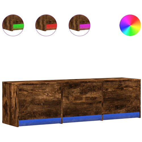 Maison Chic TV omarica - TV stojalo - Televizijska omarica LED dimljeni hrast 140x34x40 cm inženirski les, (21701036) Slike