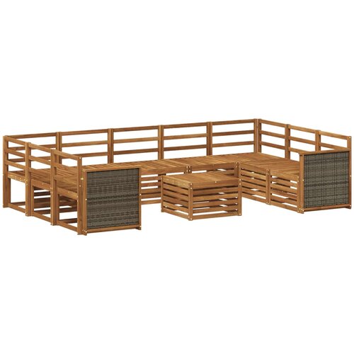  Set vanjskih sofa 10 kom. Prirodna Čvrsto drvo akacije Slike