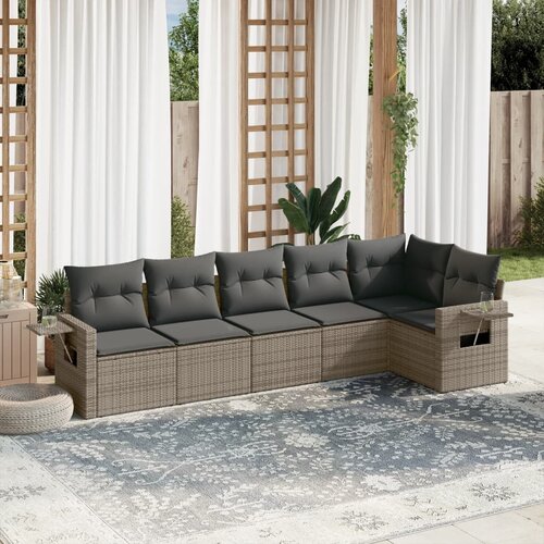 vidaXL 6-dijelni set vrtnih sofa od poliratana s jastucima sivi Cijene