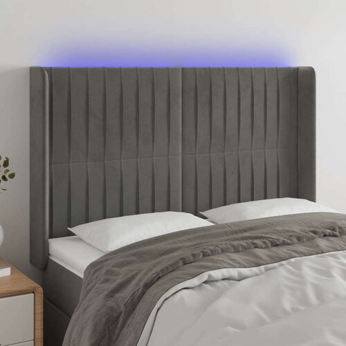  LED posteljno vzglavje svetlo sivo 147x16x118/128 cm žamet, (20932722) Cene