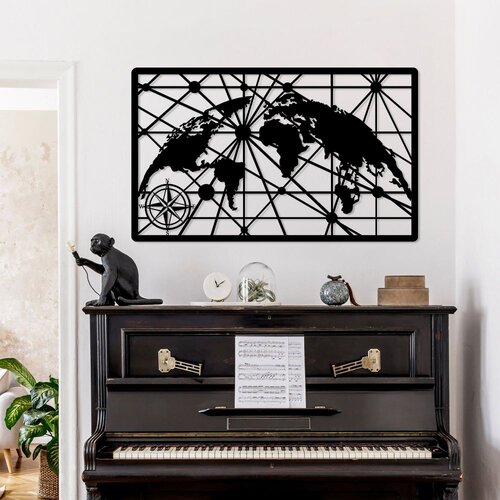 Wallity Zidna dekoracija World Map 8-L, 60 x 100 cm, Crna Cene
