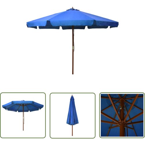  The Living Store Zunanji senčnik z lesenim drogom 330 cm sinje moder - Senčnik, (21742452) Slike