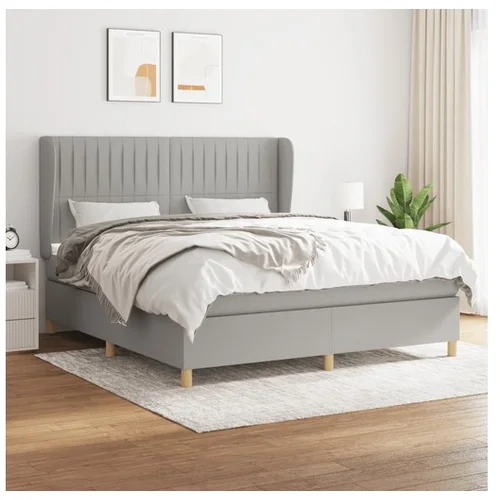  Box spring postelja z vzmetnico svetlo siva 160x200 cm žamet